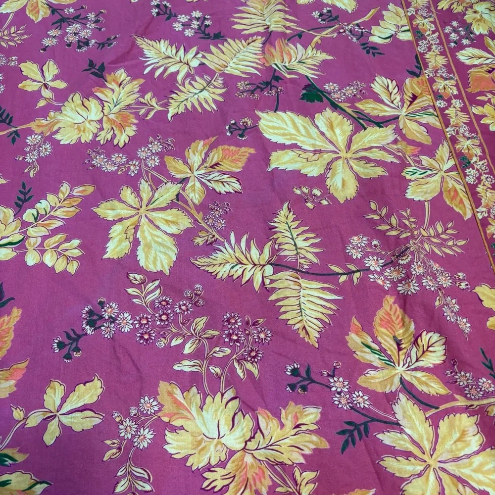 April Cornell Tablecloth Orange Yellow Floral Fall Leaves Holiday Cotton 100x45